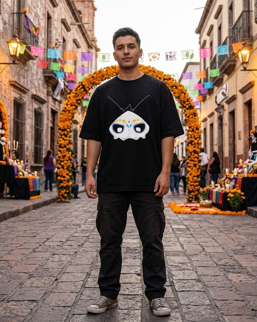 Camiseta semi oversize Furo Día de Muertos furry algodón 220gr México