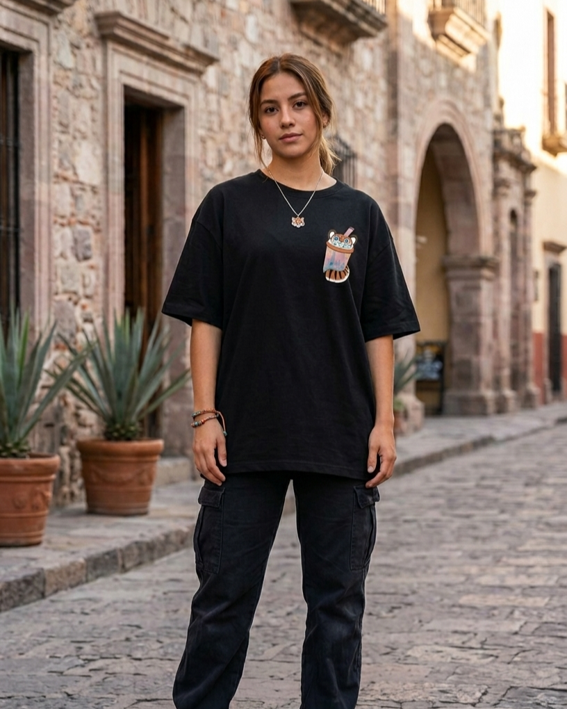 Playera semi oversize Tiger Boba furry anime algodón 220gr
